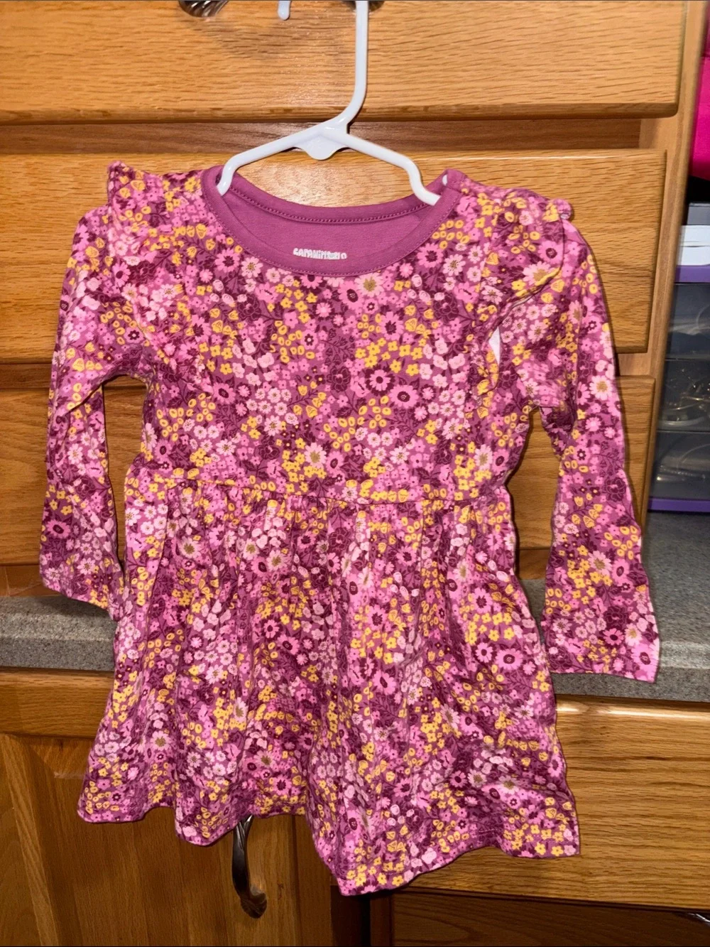 Carter's Pink and Yellow Floral Long-Sleeve Knit Dress